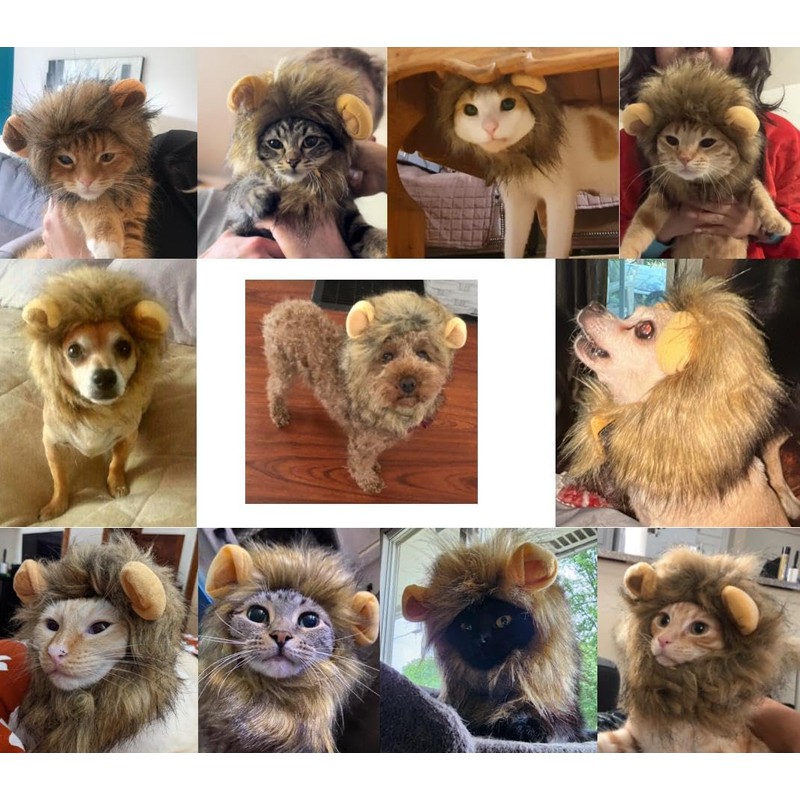 Lion Mane Costume for Cats Costume Pet Adjustable Washable Dress