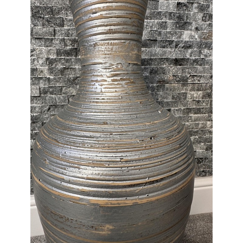Silver handmade bamboo vase 60cm tall floor or table vase