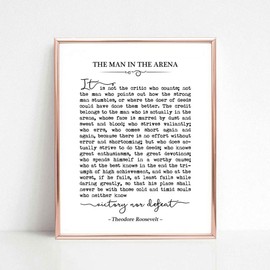 The Man in the Arena, Theodore Roosevelt Quote, Graduation Gift, Inspirational Art, Office Decor, Typography Wall Art, 8x10 inch Unframed
