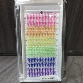 Colored Lash Clusters Manga Individual Lashes, Colorful Eyelash Extension dense Makeup Daily Lash Glue  on meret Cosmetic Eyelashes Extensions - Specification: 12/14mm Mixed*2