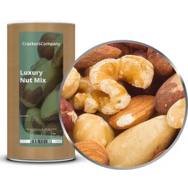 1 x 700 g luxury nut mix with hazelnut, Brazil nut, walnut, pecan, almond, natural, 15 % protein, no added sugar, salt-free, vegetarian, vegan