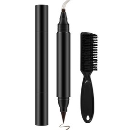 GEUUFEA Beard Pencil Filler for Men, Double Head 4 Forks Grooming Beard Pen, Fast Fill Thin Beard, Water & Sweat Resistant, Long-Lasting Black Beard Shaping Kit, Creates a Naturally Thicker Beard