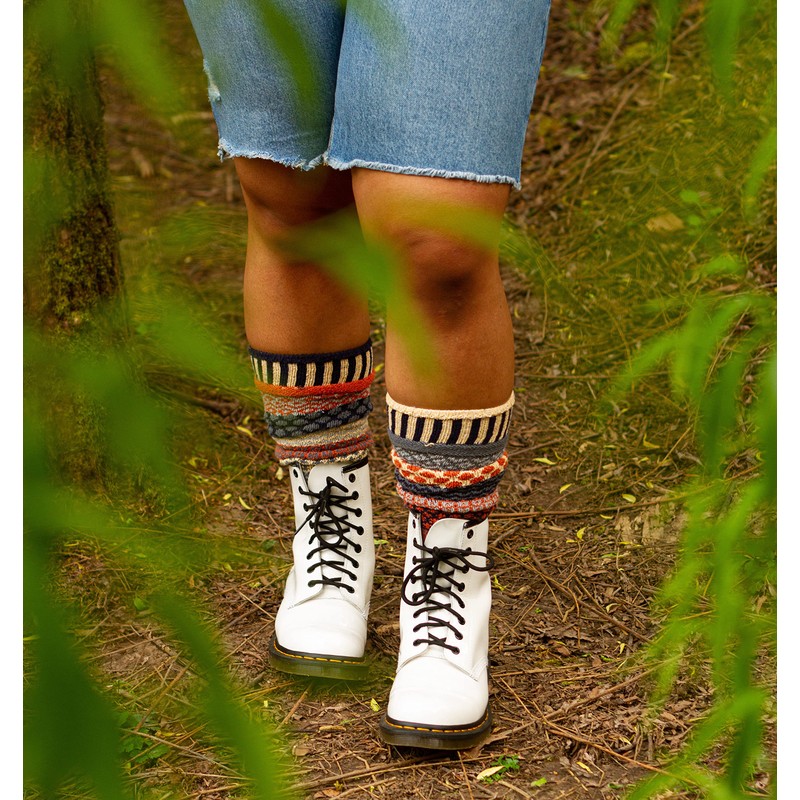 Solmate Socks Cotton Knee High Mismatched Tall Scrunch Socks Nutmeg
