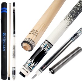 KONLLEN Pool Cue Stick 10.5mm 11.5mm 12.5mm Tiger Tip Low Deflection Billiard Cue 3/8x8 Radial Pin Billiard cues with Extension and Case