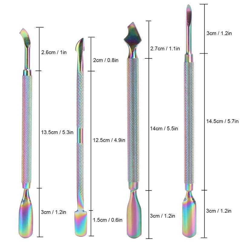 4pcs Stainless Steel Nail Cuticle Pusher Cuticle Trimmer Remover Set