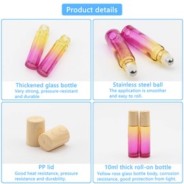 Newzoll 8Pcs 10ml (1/3oz) Glass Roll on Bottles Yellow Rose Gradient Roller Bottles Vials Container for Essential Oils Perfume Lip Balms