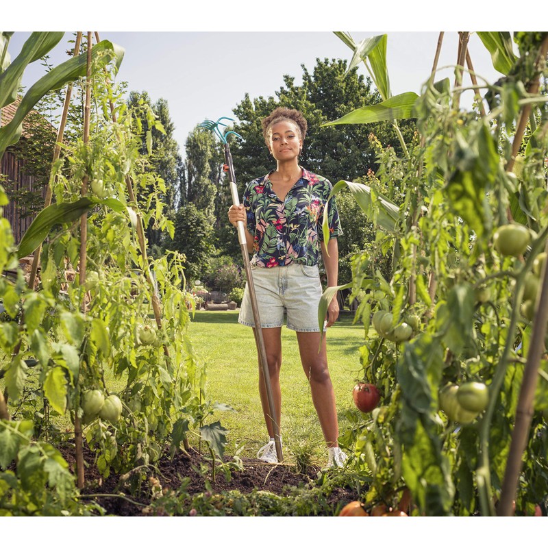 Gardena combisystem Cultivator Rake: Practical 2-in-1 Garden Tool, Turquoise Black,