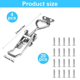 Set of 4 Stainless Steel Tension Latches, Adjustable Toggle Latches, Toggle Lever Tensioner, Stainless Steel Lever Lock, Box Closure, Tension Latch for Boxes, Cupboards, Doors with Screws