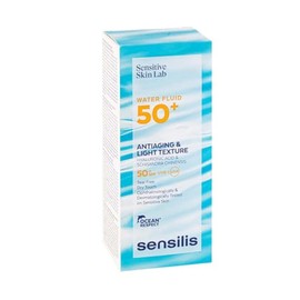Sensilis - Water Fluid SPF50+ Protector Solar Facial, Antiedad e Hidratante, Protección UVB y UVA, con Ácido Hialurónico y Vitamina E, Todo Tipo de Pieles, Ocean Respect - 40 ml