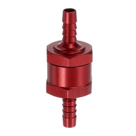 sourcing map 6mm (1/4") Fuel Check Valve, Non-Return One Way Check Valve, Aluminum Alloy Control Accessories for Petrol, Diesel, Gas, Oil, Air, Water, Red