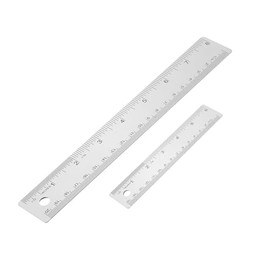 PATIKIL 6, 8 Inch Stainless Steel Ruler Straight Edge Ruler, 2 Pcs Cork Backing Non-Slip Metal Ruler with Inches Centimeter Metric Measuring Tools for Office