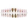24Pcs Fall French Tip Press on Nails Medium Almond Fake
