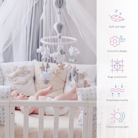 Mosquito Netting Canopy Drape Only Fits Crib, Moses Basket (Hearts Grey)