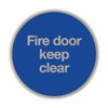 Fire Exit Signs, Disc, Door Signage, Satin Stainless Steel, Blue