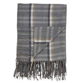 SARO LIFESTYLE Sevan Collection Plaid Design Throw Blanket, Grey