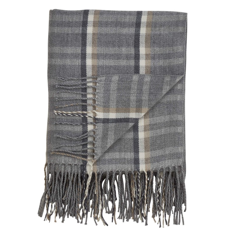 SARO LIFESTYLE Sevan Collection Plaid Design Throw Blanket, Grey