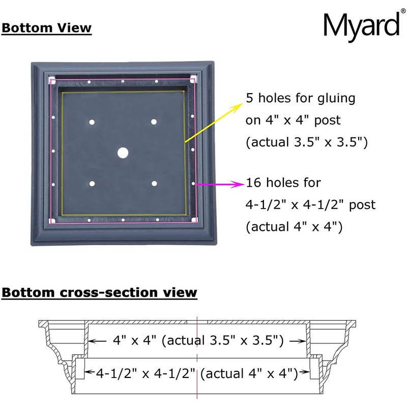 Myard Screw-Free Universal Fence Pyramid Top Cap fits Post 4