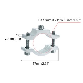sourcing map 2Pcs Motorcycle Tube Clamp, Fit 0.7" to 1.4" OD Motorcycle Bicycle Light Mount Bracket Car Light Bar Holder Clamp, Silver (18-35mm)