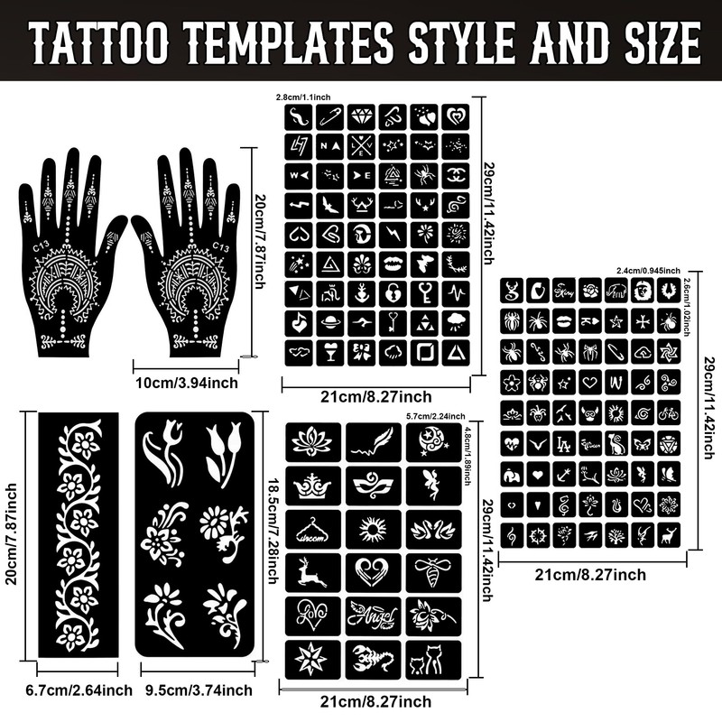 Temporary Tattoo Kit 6 Bottles Color Temporary Tattoo