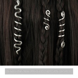 Viking Spiral Hair Beads Metal Braids Rings Celtic Dread Beard Dreadlock Beads Hair Spool Knot Hair Cuffs for Hair Accessories Braids Silver Gold Pack of 6