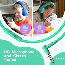 Mevoix Kids Headphones, 94dB Volume Limit Over Ear Kids Headphones with Mic, Foldable Headphones for Girls Boys Teens Toddler