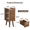 ELYKEN Narrow Side Table, Fluted Nightstand with Drawers, Wooden Small