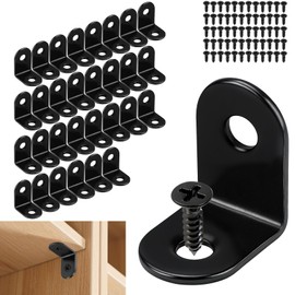 TXXATX Pack of 30 Angle Connectors Black Angle 20 x 20 x 16 mm Angle Black Stainless Steel Angle Small 90 Degree Metal Angle with Screw Furniture Angle for Wood Furniture Table Chair Cabinets