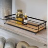 AQ Parker Rectangular Matte Black Tray with Bamboo Base Vanity