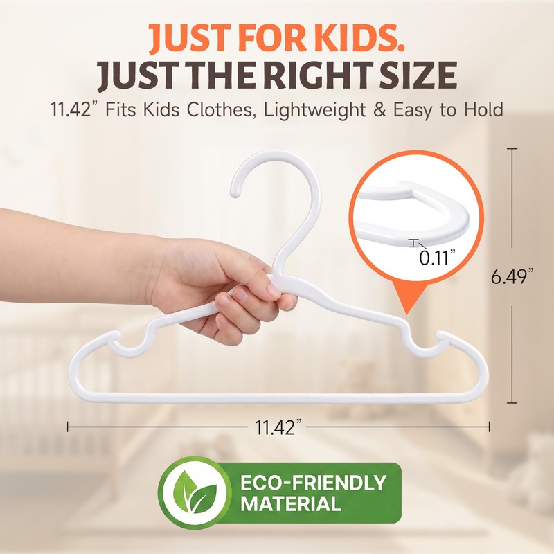 Baseca Kids Plastic Hangers 30 Pack, White Baby & Toddler