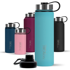 720°DGREE "noLimit" Stainless Steel Drinking Bottle 710 ml, Leak-Proof, for Carbonated Drinks, BPA-Free, Thermos Flask, Insulated Flask with Screw Cap for Kids, School, Fitness + Free Sports Lid