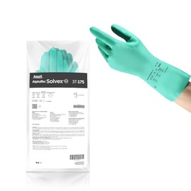 Ansell Alphatec Solvex 37-175 Guantes de nitrilo resistentes a los productos químicos para limpieza, agricultura, alimentos, mecánica, XL (10), verde 
