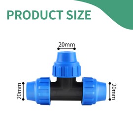 Wzzy Gurden T-Piece PE Pipe Fitting 20 mm x 20 mm x 20 mm Screw Connection PN16 DVGW Drinking Water Certified – Pack of 4, T Piece for Water Pipe for PE80 PE100 Pipes, for Water Supply
