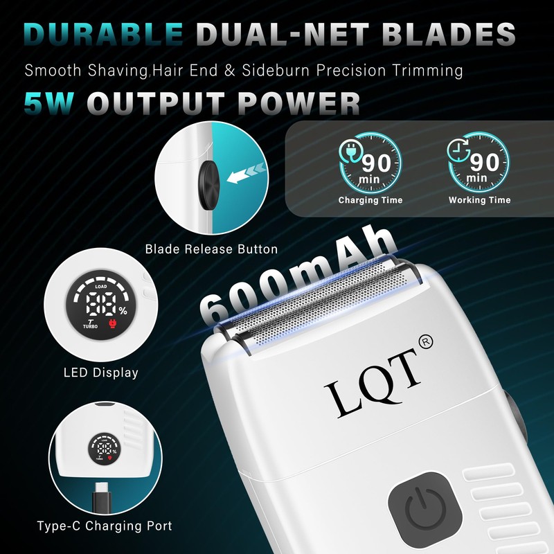 LQT Hair Clippers for Men Rechargeable Cordless Beard Trimmer &