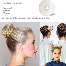 SQULIGT 12 Pcs Small Hair Bun Maker, Small Hair Donut Set for Kids Girls Women, Hair Donut Bun Maker Tool for Short and Thin Hair Crown Shapers Accessories (Size S/ 2.3 Inch, White)