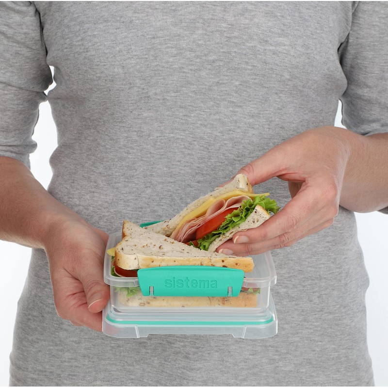 Sistema To Go Sandwich Box, 450mL - Clear/Pink