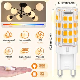 YIIFELL G9 LED Lampe Warmwei? 3000K, G9 Glhbirne 5W Ersatz Fr 30W-40W Halogenlampe, G9 LED Leuchtmittel 500LM, led g9 warmweiss, kein Flackern, Nicht Dimmbar, 360 Abstrahlwinkel, AC 220-240V, 8er Set