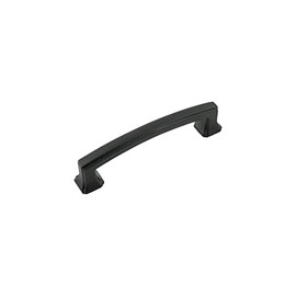 Hickory Hardware 1 Pack Solid Core Kitchen Cabinet Pulls, Luxury Cabinet Handles, Hardware for Doors & Dresser Drawers, 3-3/4 Inch (96mm) Hole Center, Matte Black, Bridges Collection