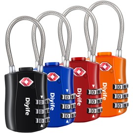 TSA Luggage Locks, [Multi Color] [4 Packs]Diyife 3-Digit Security Padlock, Combination Padlocks, Code Lock for Travel Suitcases Luggage Bag Case etc.