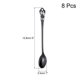 uxcell 8 Pcs Long Handle Ice Tea Spoon, 5 Inch Stainless Steel Cocktail Stirring Spoons, Coffee Spoons for Cocktail Stirring, Mixing, Tea, Black
