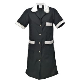 fratelliditalia.org Women's Maid Housemaid Cleaning Work Short Sleeve Apron, Black, UK 14