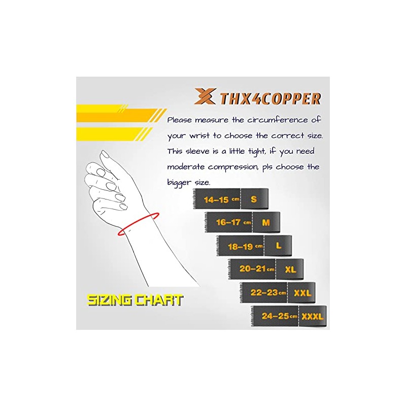 ThX4COPPER Compression Wrist Sleeve-Copper Infused Wrist Support for Men &Women-Improve