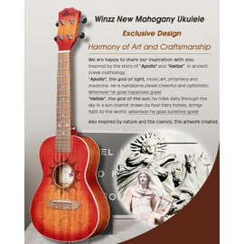 Winzz Concert Ukulele Adults Beginner, 23 Inch Mahogany Ukelele Students Kit with Chord Chart and Capo, Unique Design Gifts