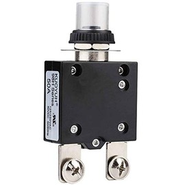 CLDIY Thermal Circuit Breaker 50A 125/250V AC 32V DC Push Button Reset Thermal Overload Circuit Breaker with Quick Connection Terminals and Waterproof Button Cover Pack of 1