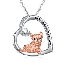 YAFEINI French Bulldog Necklace 925 Sterling Silver French Bulldog Pendant Jewelry Lie Down Dog Gifts for Girls