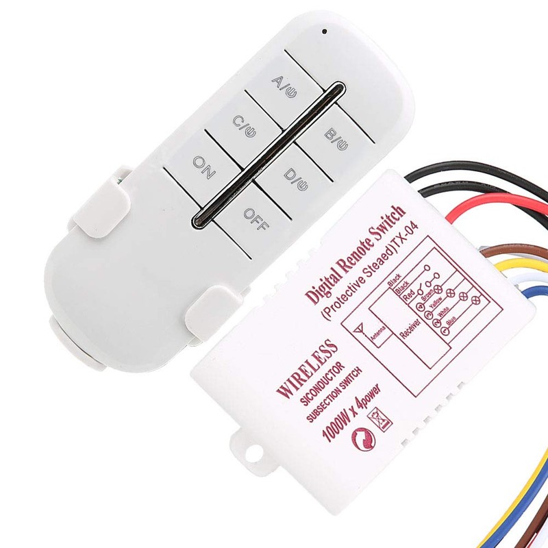 RF Remote Control Switch 1/2/3/4 Ways On/Off AC180-240V 1000W Wireless