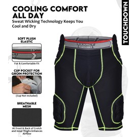 Exxact Sports Touchdown 5-Pad Adult Football Girdle for Men - Football Padded Girdle with Cup Pocket, Mens Girdle Pants (AM, Black)