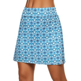 Ekouaer Compression Skort Active Performance Skirt with Biker Short Travel Hiking