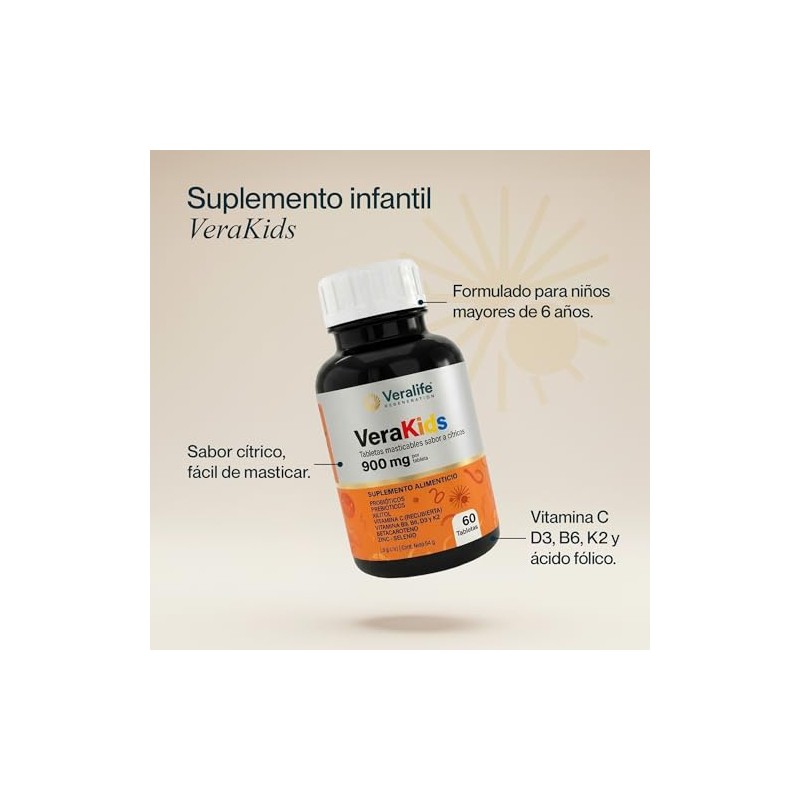 VeraKids Probióticos Vitaminas Minerales Infantiles Sabor Cítricos