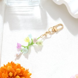 Lily of the Valley Flower Keychain for Women Cute Bag Charms Purse Charms Car Keychain Accessories Handbag Decor Gift