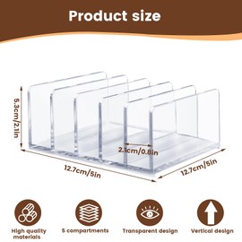 LELE LIFE Acrylic Mail Organizer for Desk, 5 Compartments Thick Clear Mail Holder Letter Sorter Countertop, Modern Office Home Desk Organizer for Envelope Fill Bill (1Pc)